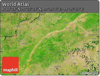Satellite Map of the Area around 9° 4' 52" N, 11° 7' 30" E