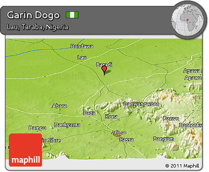 Physical Panoramic Map of Garin Dogo