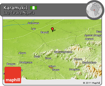 Physical Panoramic Map of Karamukil