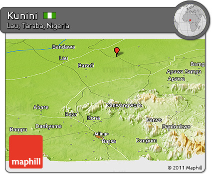 Physical Panoramic Map of Kunini