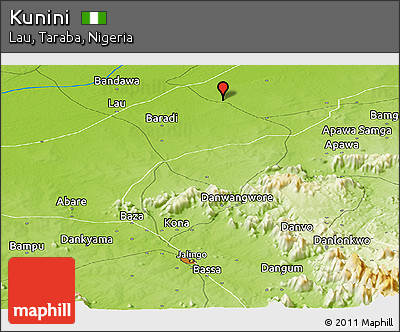 Physical Panoramic Map of Kunini