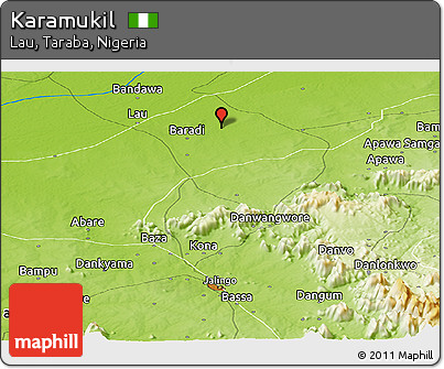 Physical Panoramic Map of Karamukil
