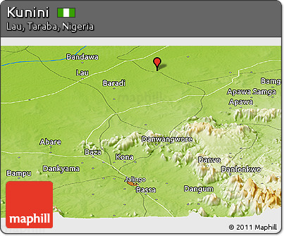 Physical Panoramic Map of Kunini