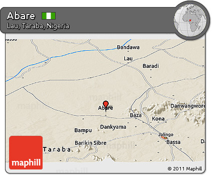Shaded Relief Panoramic Map of Abare