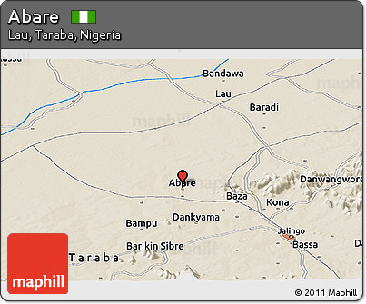 Shaded Relief Panoramic Map of Abare