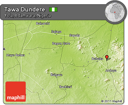 Physical 3D Map of Tawa Dundere