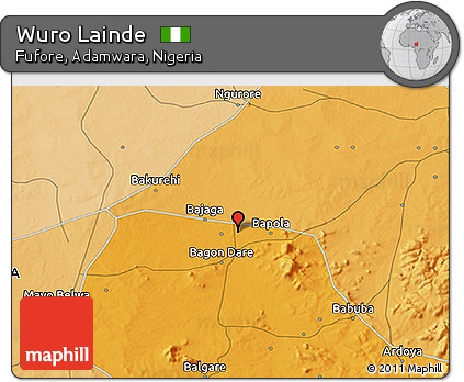 Political 3D Map of Wuro Lainde