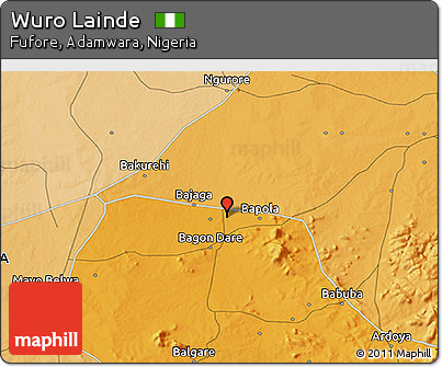 Political 3D Map of Wuro Lainde