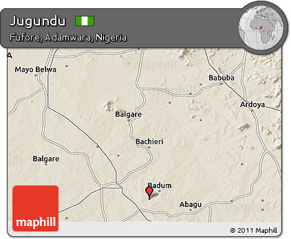 Shaded Relief 3D Map of Jugundu