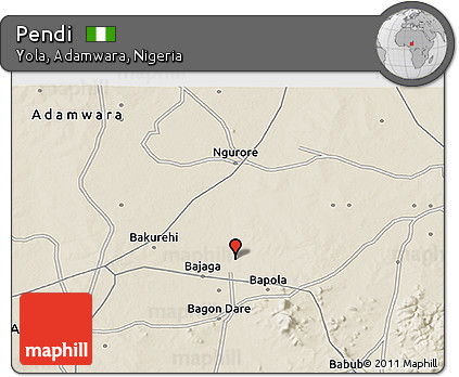 Shaded Relief 3D Map of Pendi