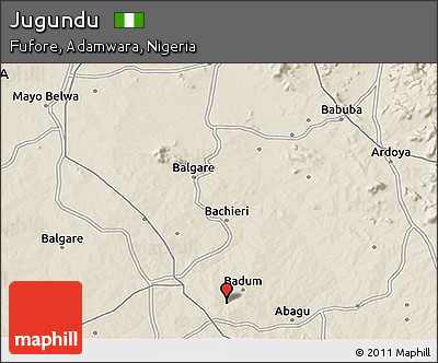 Shaded Relief 3D Map of Jugundu