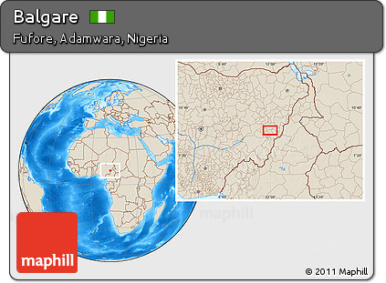 Shaded Relief Location Map of Balgare