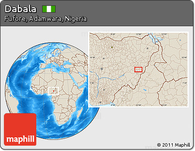 Shaded Relief Location Map of Dabala