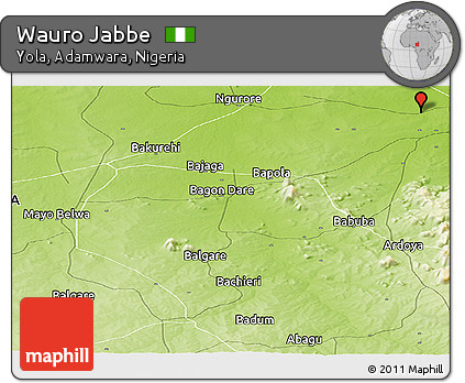 Physical Panoramic Map of Wauro Jabbe