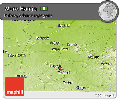 Physical Panoramic Map of Wuro Hamja
