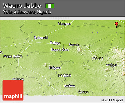 Physical Panoramic Map of Wauro Jabbe