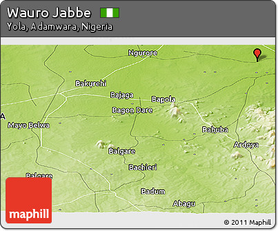 Physical Panoramic Map of Wauro Jabbe