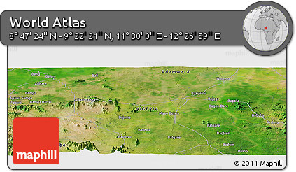 Satellite Panoramic Map of the Area around 9° 4' 52" N, 11° 58' 29" E