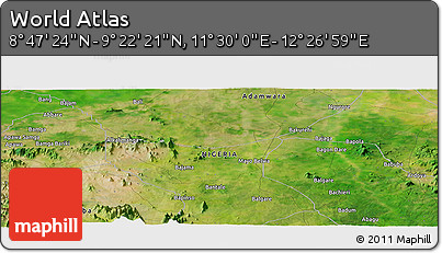 Satellite Panoramic Map of the Area around 9° 4' 52" N, 11° 58' 29" E