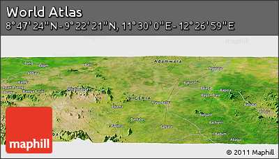 Satellite Panoramic Map of the Area around 9° 4' 52" N, 11° 58' 29" E