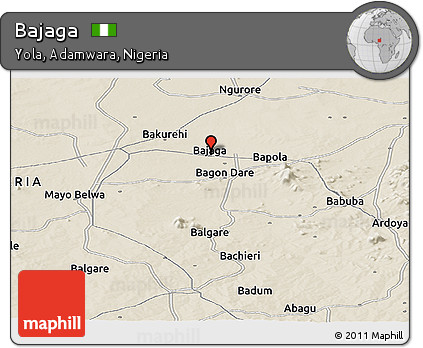 Shaded Relief Panoramic Map of Bajaga
