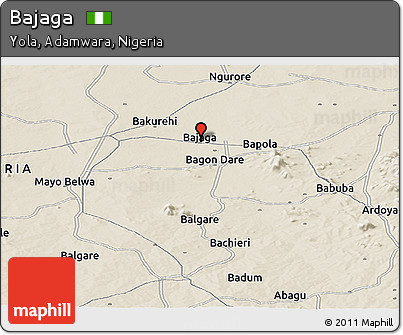 Shaded Relief Panoramic Map of Bajaga