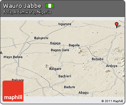 Shaded Relief Panoramic Map of Wauro Jabbe