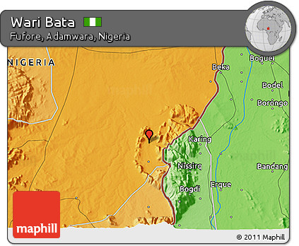 Political 3D Map of Wari Bata