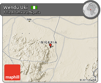 Shaded Relief 3D Map of Wendu Uki