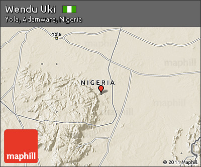 Shaded Relief 3D Map of Wendu Uki