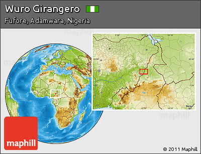 Physical Location Map of Wuro Girangero