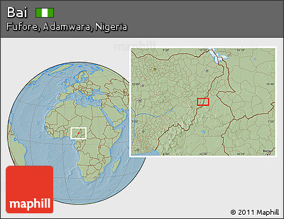 Savanna Style Location Map of Bai, hill shading