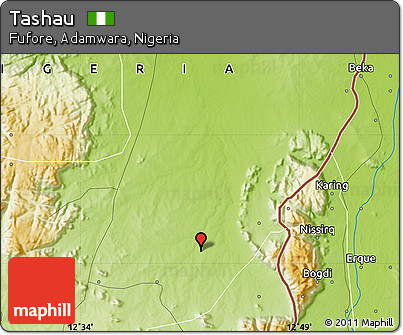 Physical Map of Tashau