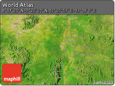 Satellite Map of the Area around 9° 4' 52" N, 12° 49' 29" E
