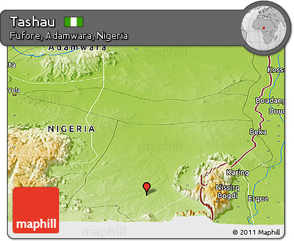 Physical Panoramic Map of Tashau