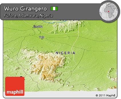 Physical Panoramic Map of Wuro Girangero
