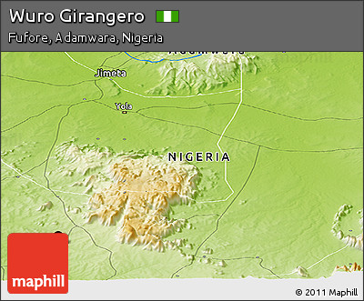 Physical Panoramic Map of Wuro Girangero