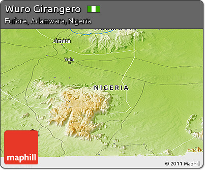 Physical Panoramic Map of Wuro Girangero