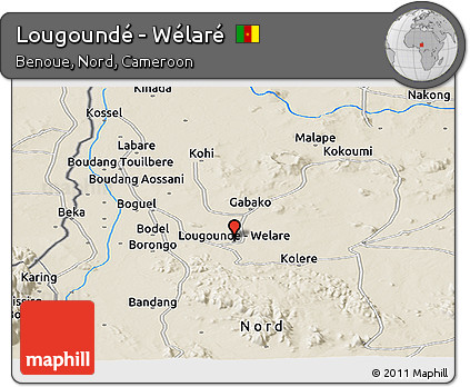 Shaded Relief Panoramic Map of Lougoundé - Wélaré
