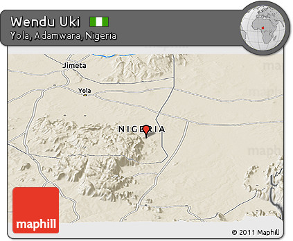Shaded Relief Panoramic Map of Wendu Uki