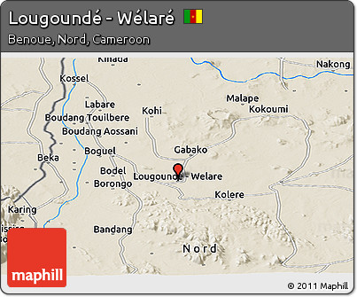 Shaded Relief Panoramic Map of Lougoundé - Wélaré