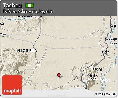 Shaded Relief Panoramic Map of Tashau