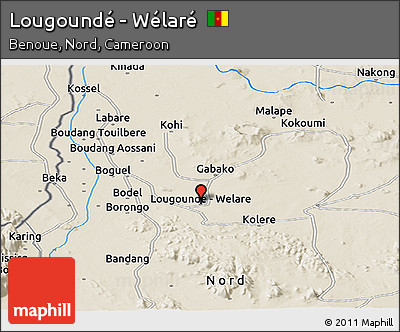 Shaded Relief Panoramic Map of Lougoundé - Wélaré