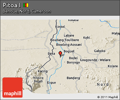 Shaded Relief Panoramic Map of Pitoa I