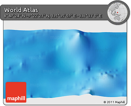 Physical 3D Map of the Area around 9° 4' 52" N, 136° 4' 29" E