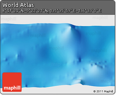 Physical 3D Map of the Area around 9° 4' 52" N, 136° 4' 29" E