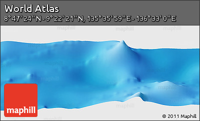 Physical Panoramic Map of the Area around 9° 4' 52" N, 136° 4' 29" E