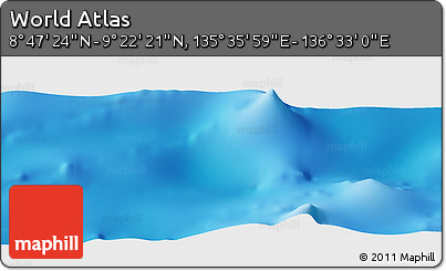 Physical Panoramic Map of the Area around 9° 4' 52" N, 136° 4' 29" E