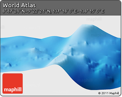 Physical Panoramic Map of the Area around 9° 4' 52" N, 137° 46' 30" E