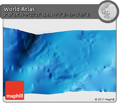 Physical 3D Map of the Area around 9° 4' 52" N, 138° 37' 30" E